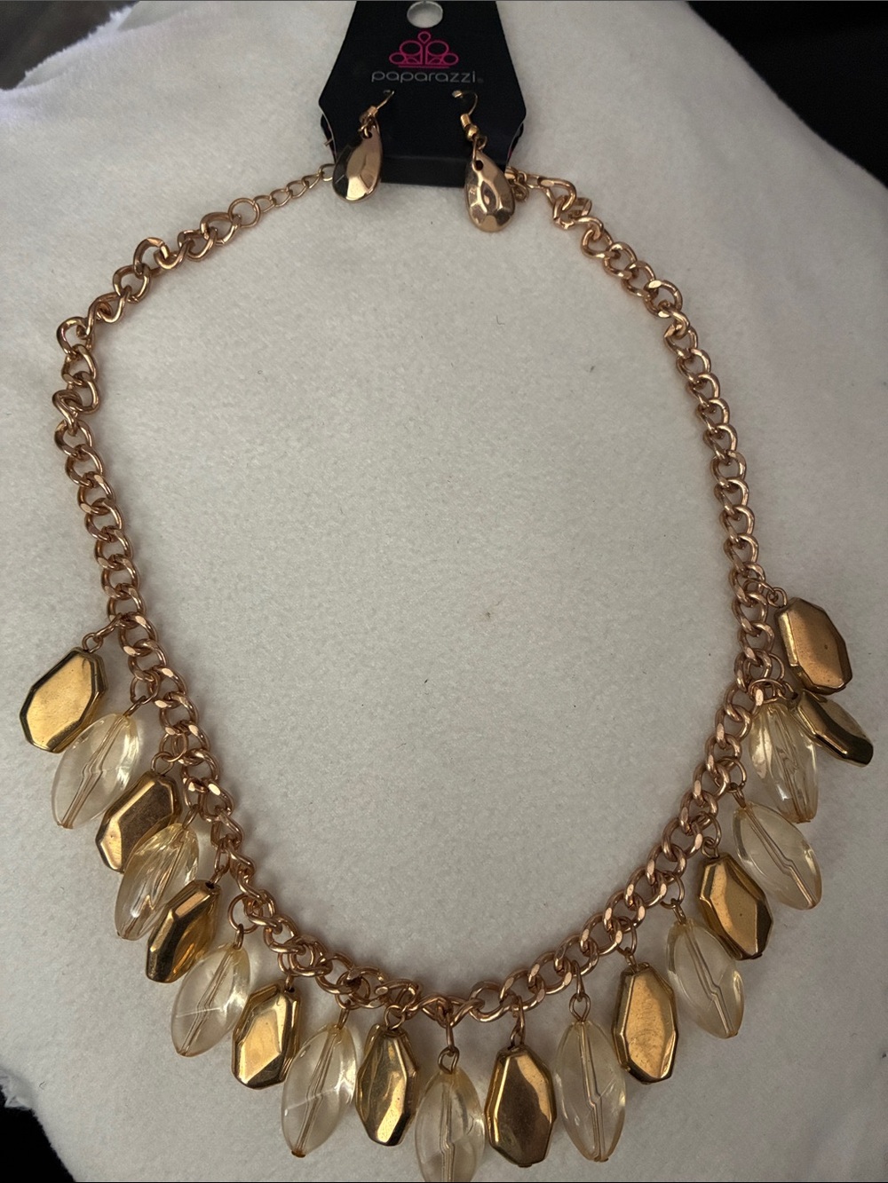paparazzi Rose Gold and Cream Multi-Drop Necklace